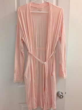 Motherhood Maternity Light Pink Maternity Nursing Robe with Tie Waist